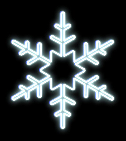 LED svetelná vločka s hviezdou v strede na VO, pr .80 cm, ľadovo biela
