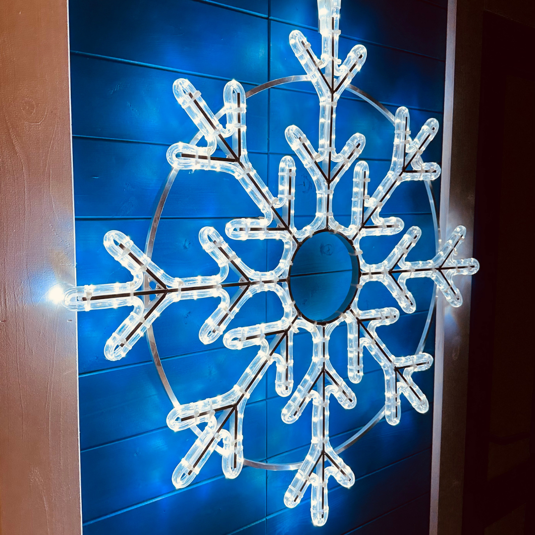 LED svetelná vločka, závesná, pr. 85 cm , ľadovo biela
