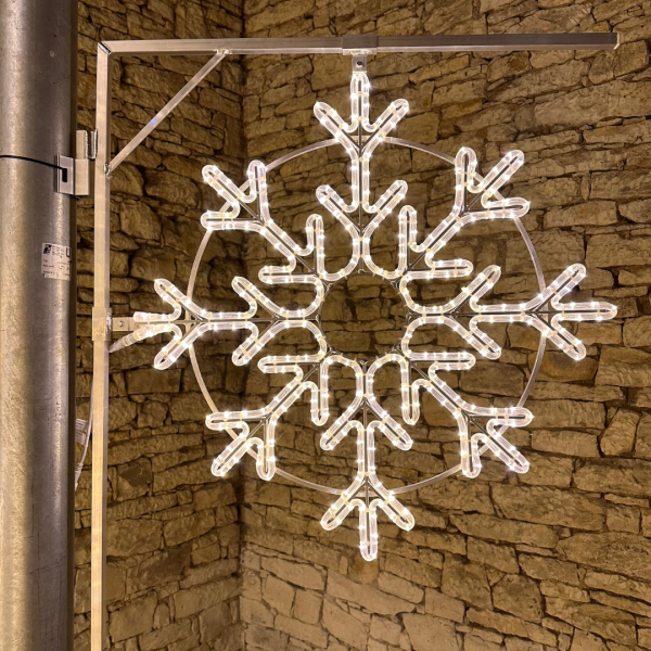LED svetelná vianočná vločka, závesná, teplo biela, 85 cm