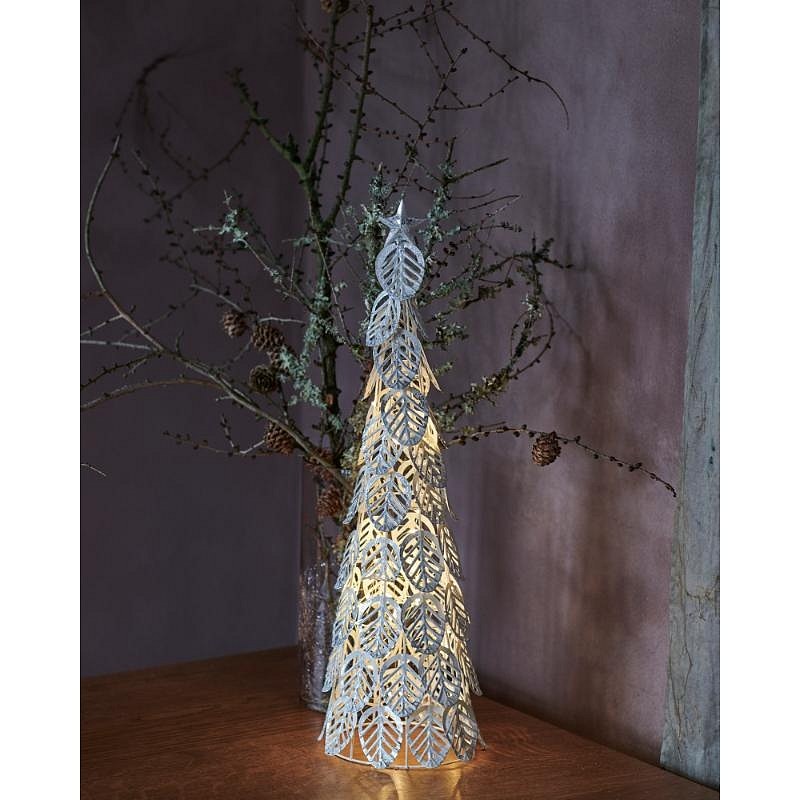 LED svetelný stromček, strieborný, 43cm