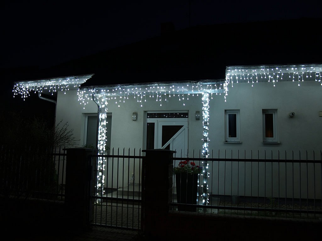 LED svetelná sada na dom, 9+1 zadarmo, ľadovo biela s Flash, biely kábel  biela s Flash, biely kábel