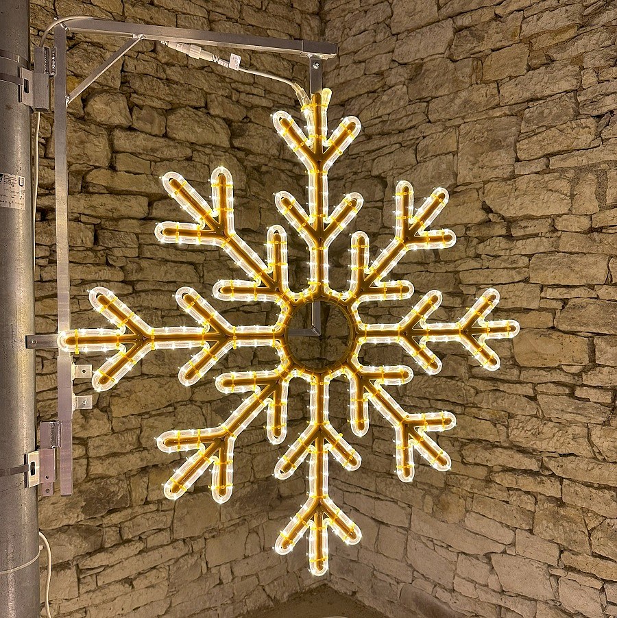 LED svetelná vločka, sada na VO, 85 cm, teplo biela