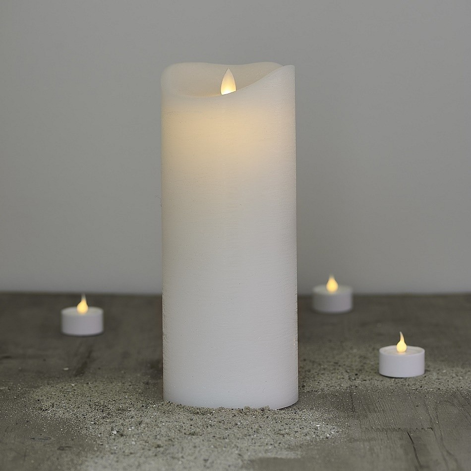 Vosková LED sviečka, 25 cm, biela