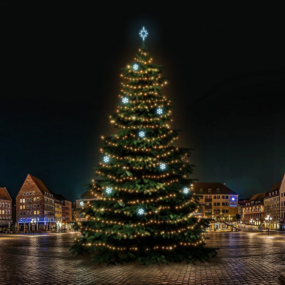 LED svetelná sada na vianočné stromy vysoké 21-23 m, teplá biela s ľadovo bielymi dekormi EFD01
